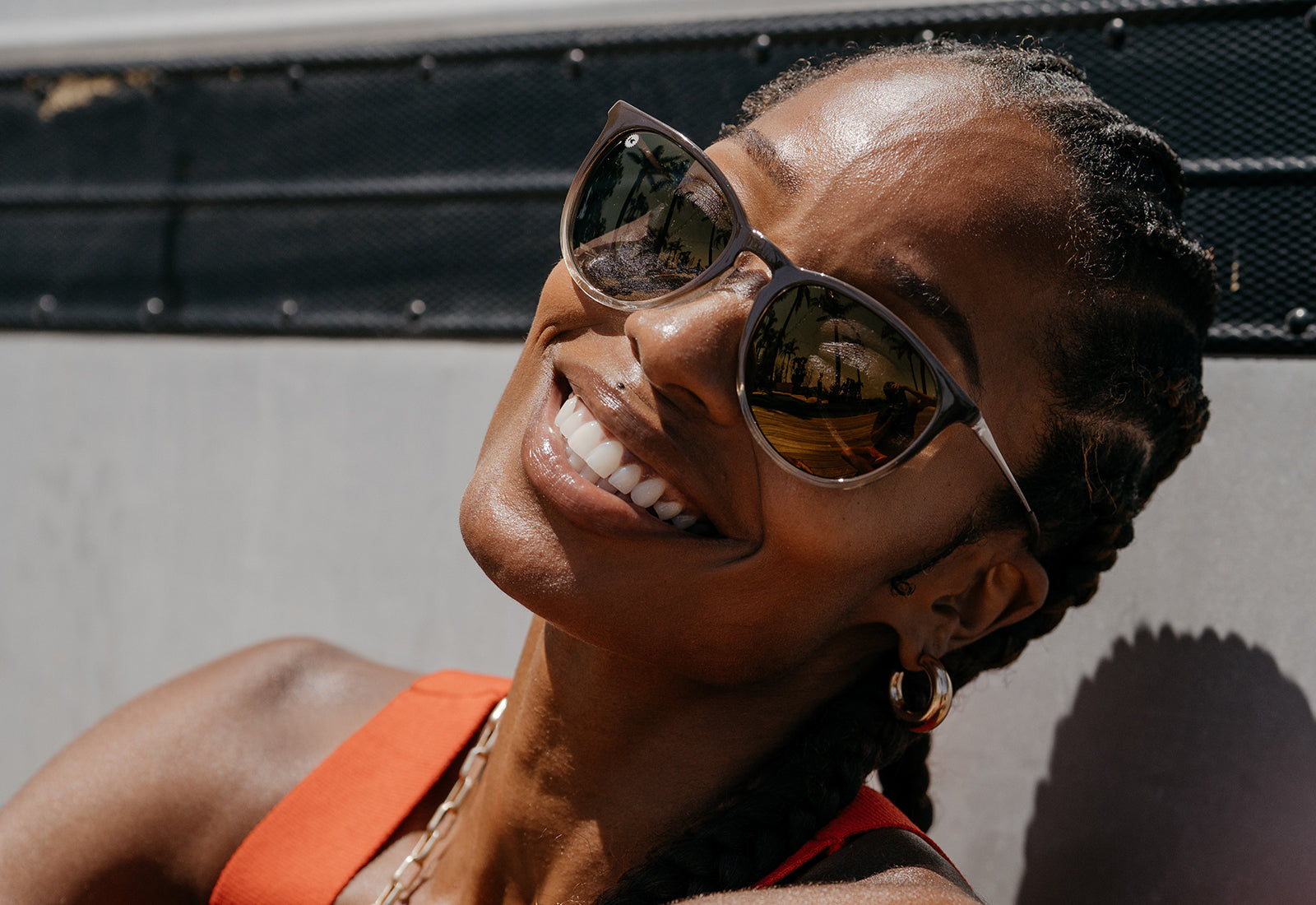 Sunglasses with Brown Frames and Polarized Gold Lenses, Model