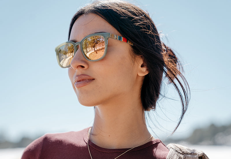 Sunglasses with Bunkhouse-inspired Frames and Polarized Rose Gold Lenses, Model